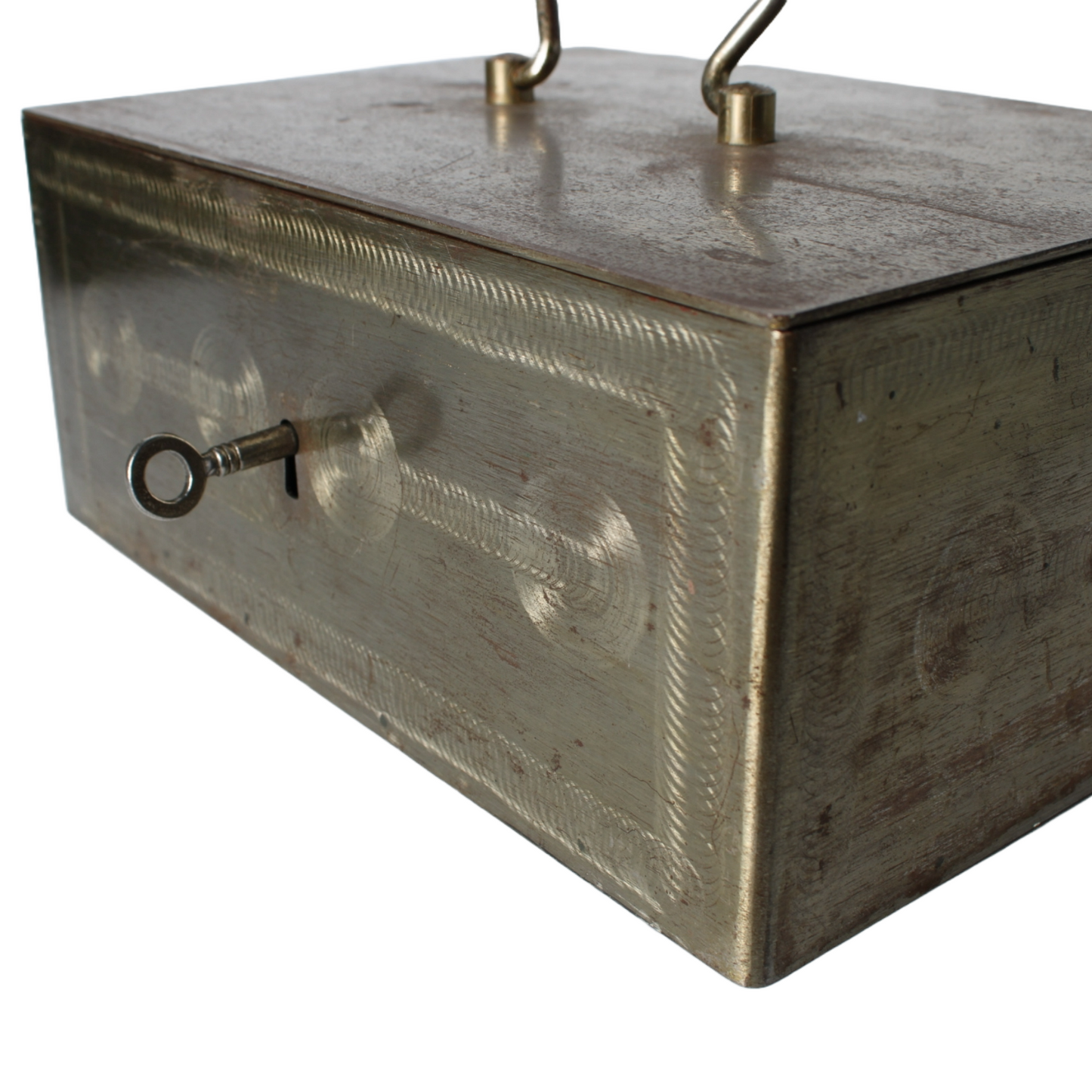 Vintage Metal Safe Box | Mid-20th Century | Red Lacquered Interior | Beaumont