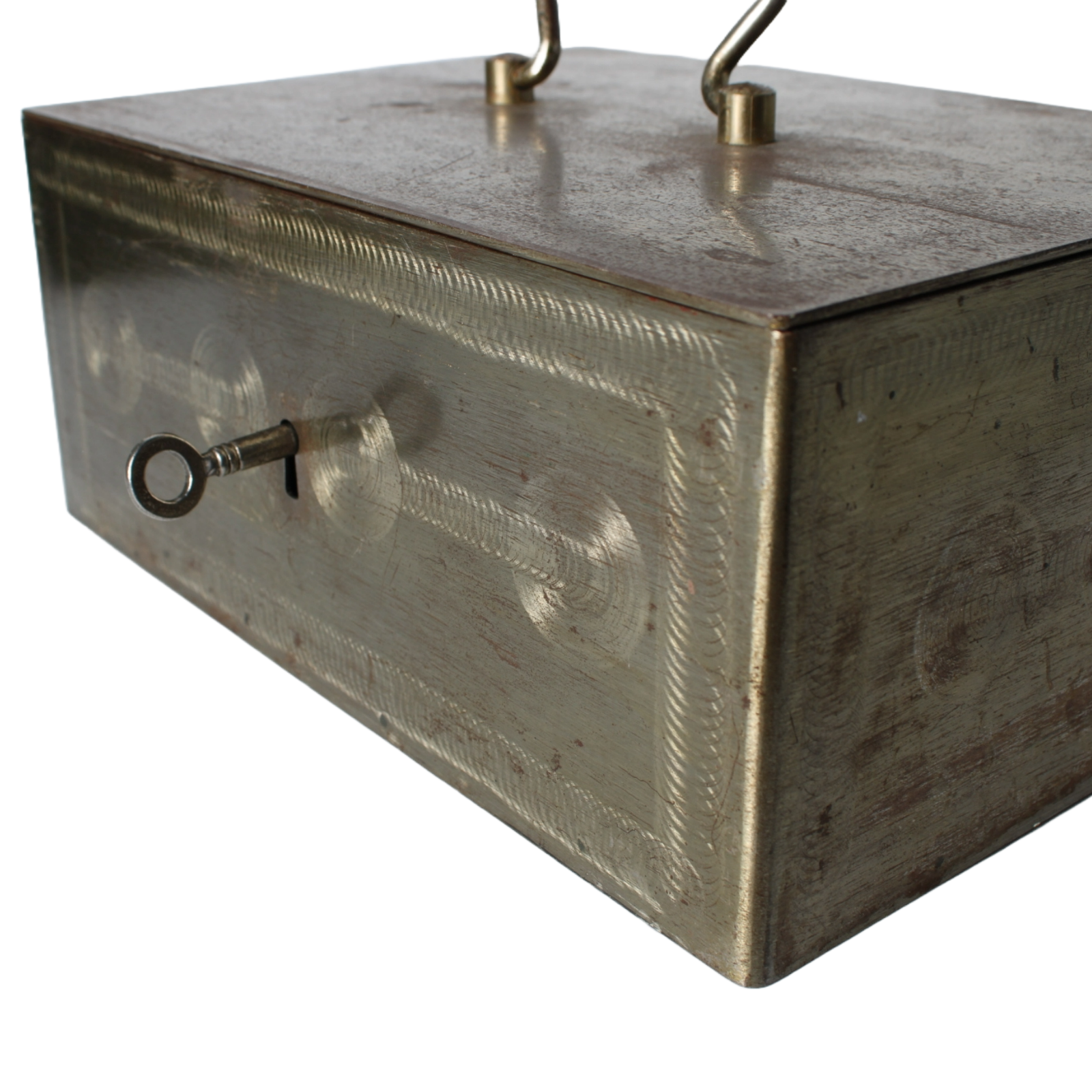 Vintage Metal Safe Box | Mid-20th Century | Red Lacquered Interior | Beaumont