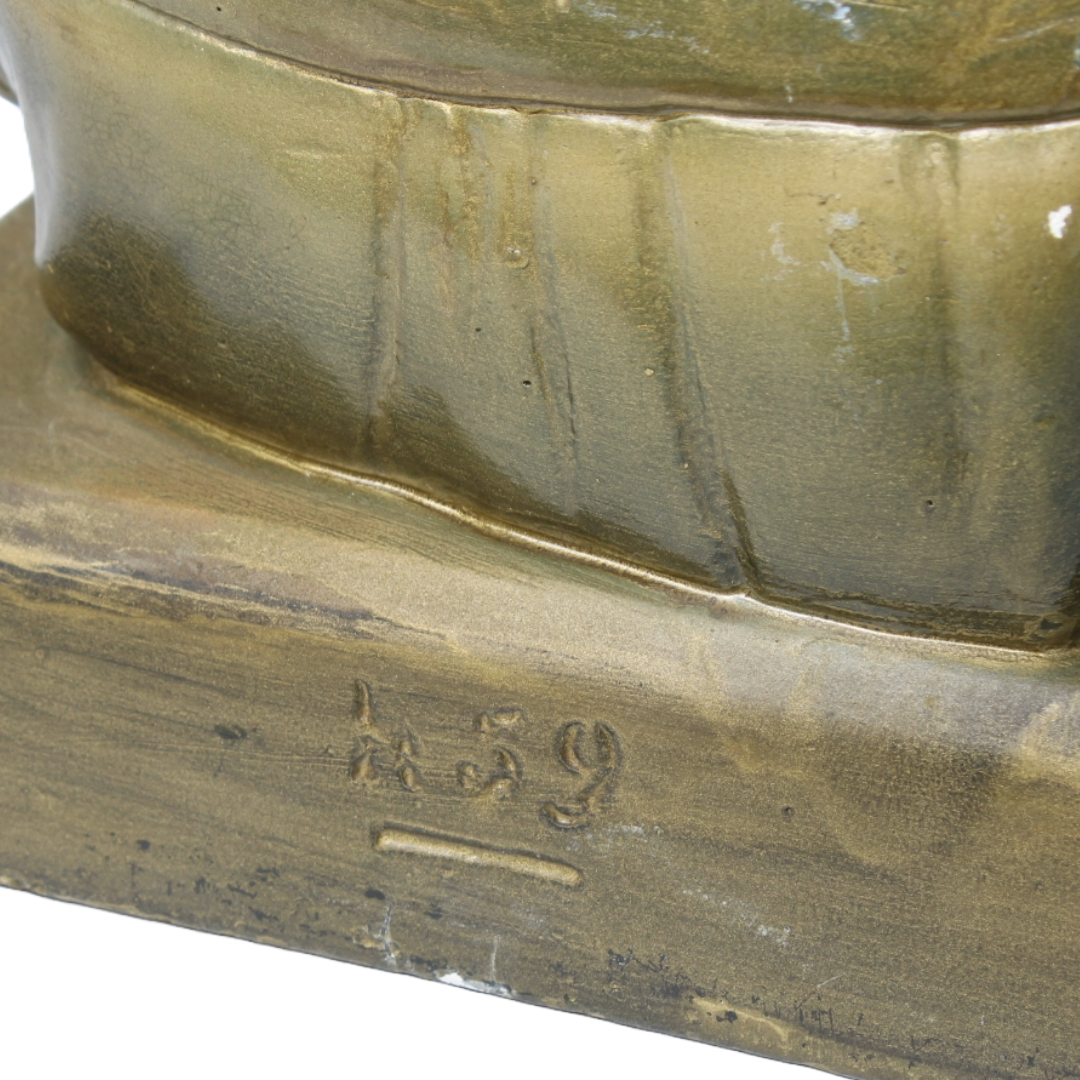 Antique Sculpture of Reading Girl ca. 1920-1940 | Gilded Plaster Composite |