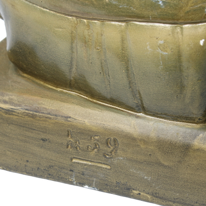 Antique Sculpture of Reading Girl ca. 1920-1940 | Gilded Plaster Composite |