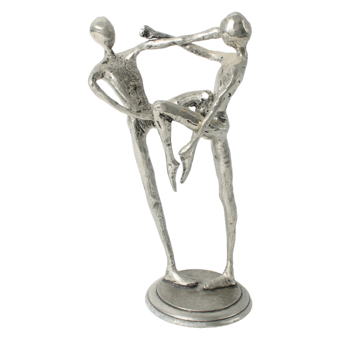 Abstract Pewter Sculpture – Two Dancing Figures, Dynamic Design