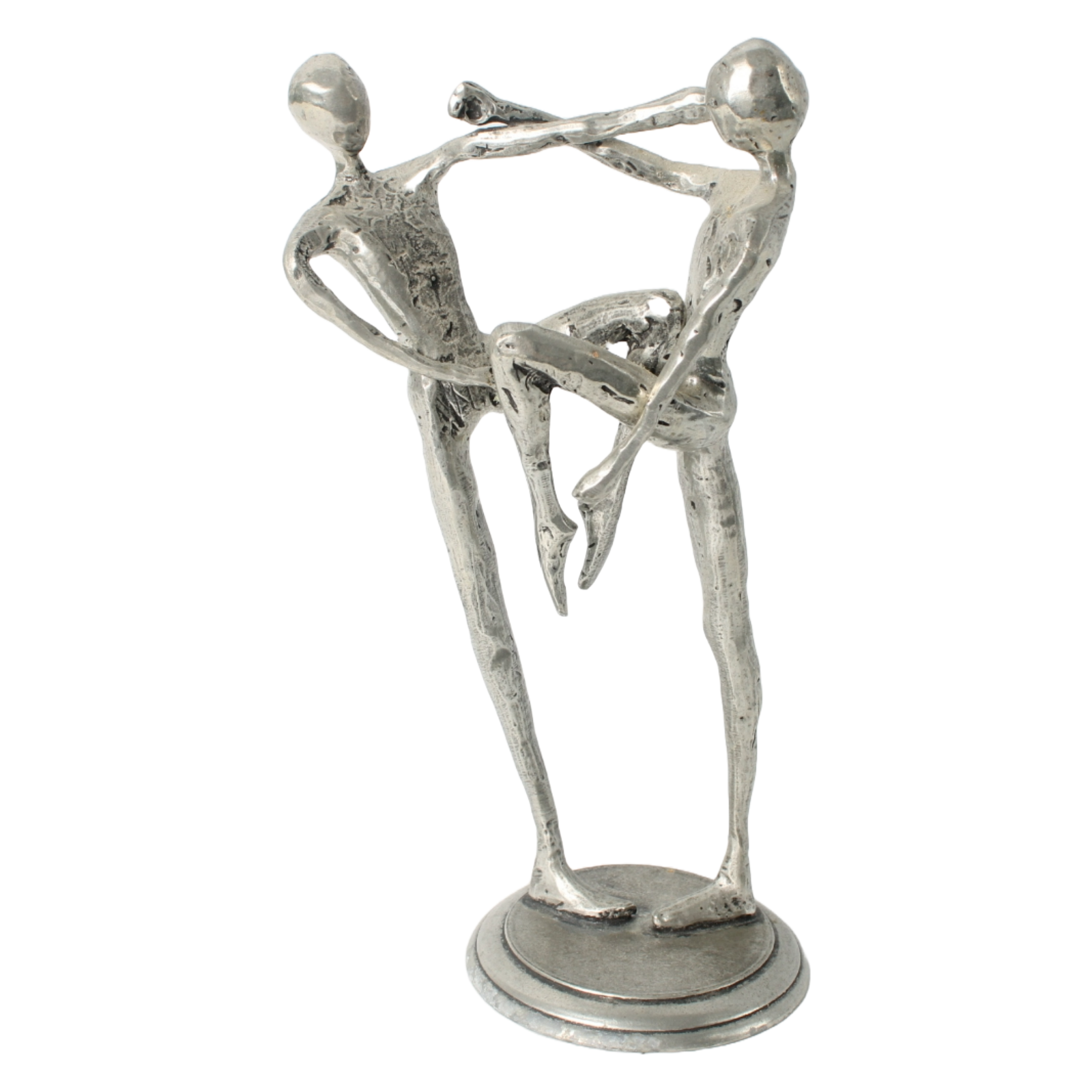 Abstract Pewter Sculpture – Two Dancing Figures, Dynamic Design