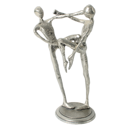 Abstract Pewter Sculpture – Two Dancing Figures, Dynamic Design