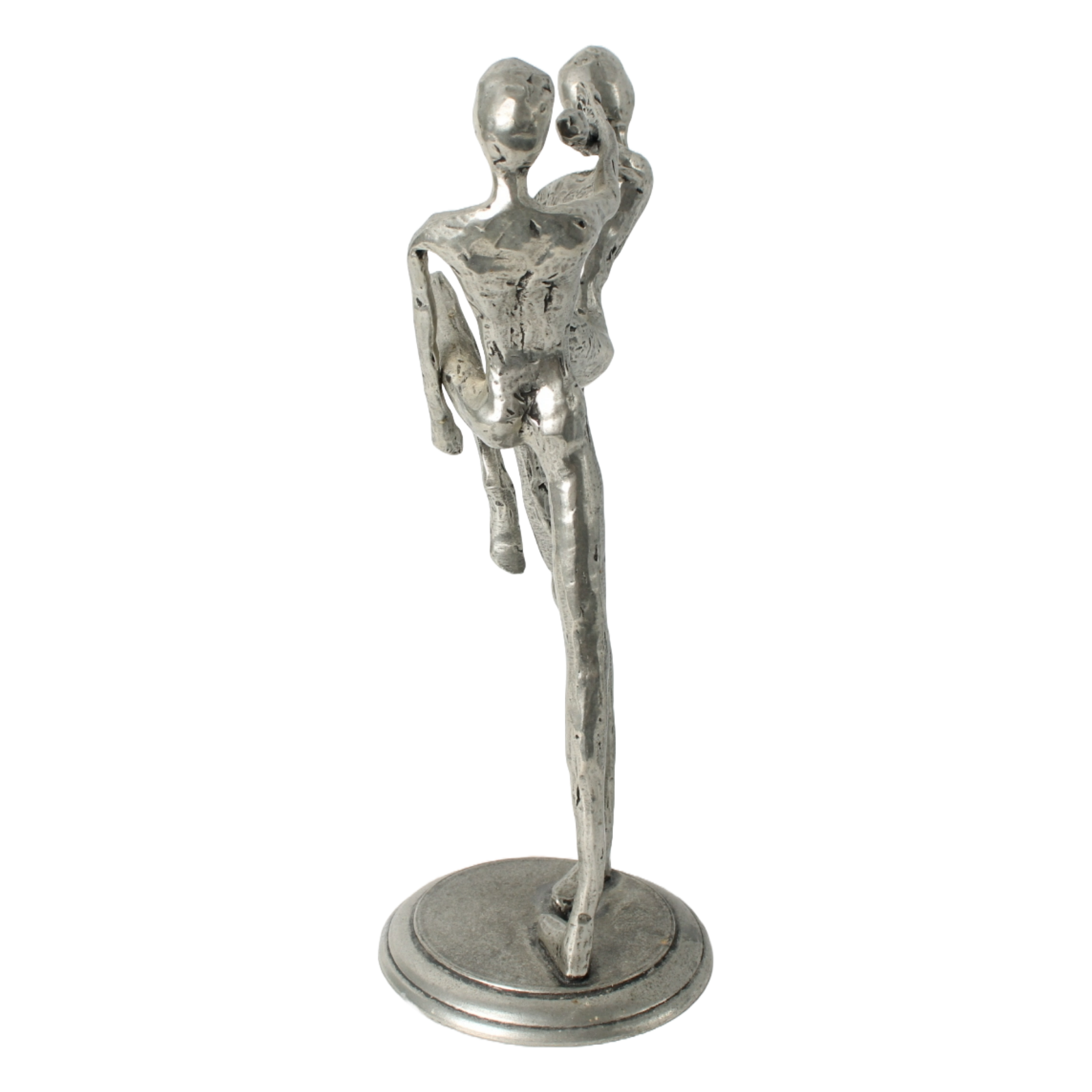 Abstract Pewter Sculpture – Two Dancing Figures, Dynamic Design