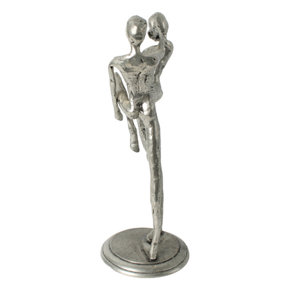 Abstract Pewter Sculpture – Two Dancing Figures, Dynamic Design