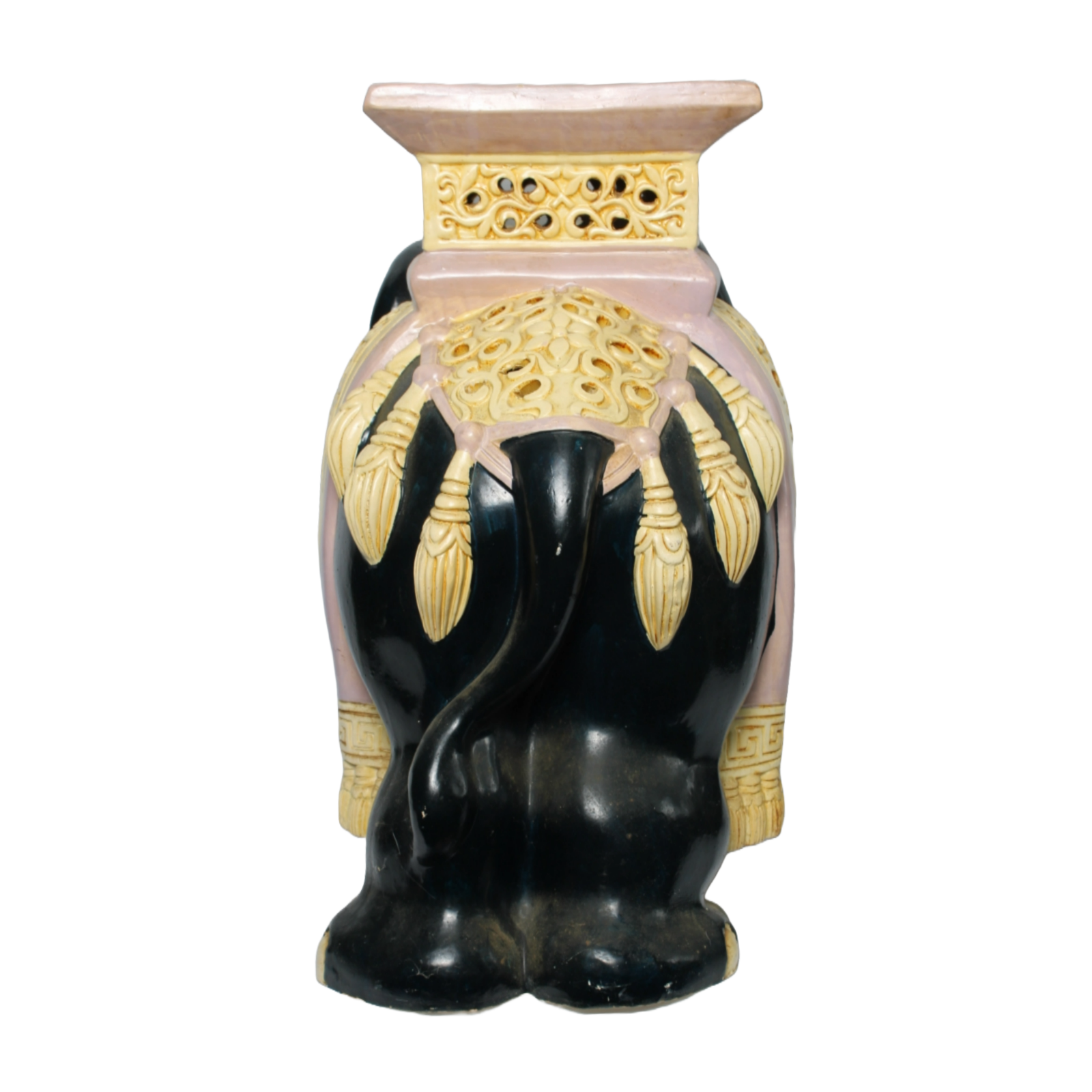 Unique Hand-Painted Ceramic XXL Elephant Plant Stand - Hollywood Regency Style