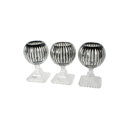 Bohemian Crystal Candle Lanterns, Set of 3, Czech Hand-Cut Glass