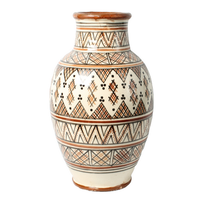 Vintage Moroccan Ceramic Vase with Hand-Painted Geometric Design - Safi Pottery