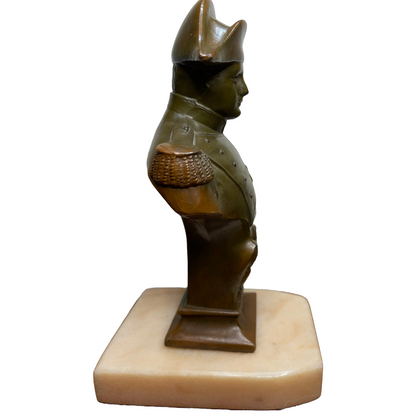 Signé Goyeau - Bust of Napoleon Bonaparte - 18 cm - Marble, Spelter, Patinated B