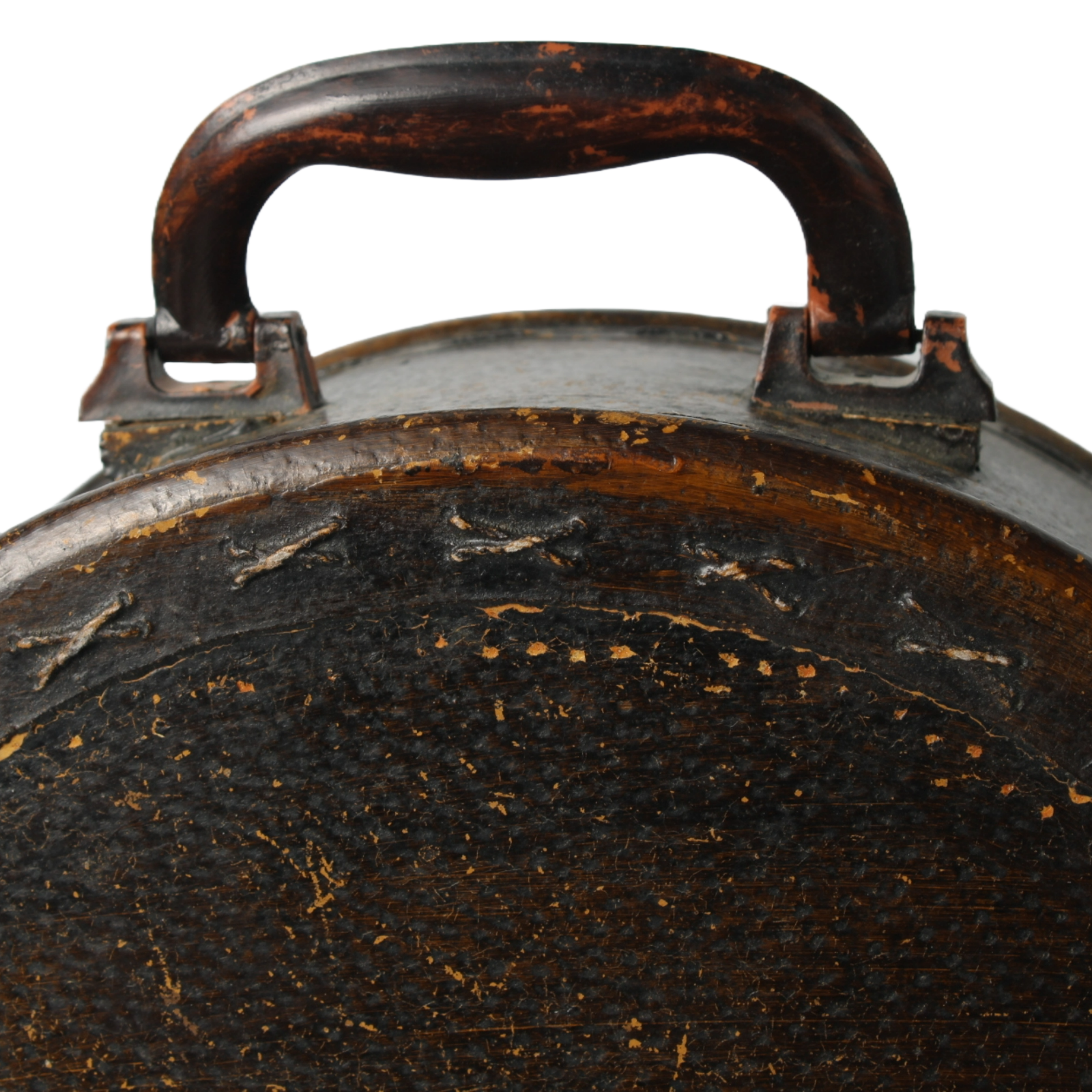 Antique round hat box with leather handle and straps – elegant ladies' travel