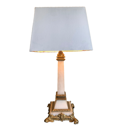 White Marble Lamp Base with Gilded Bronze Alloy - Circa 1900 - Working Order