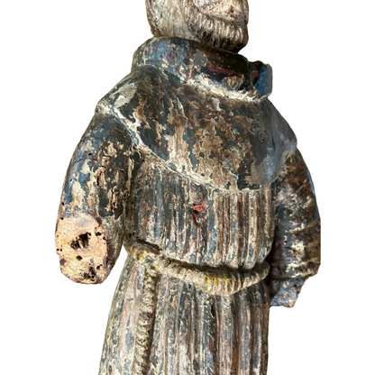 Rare 17th Century Spanish Colonial Wooden Statue of Saint Francis of Assisi