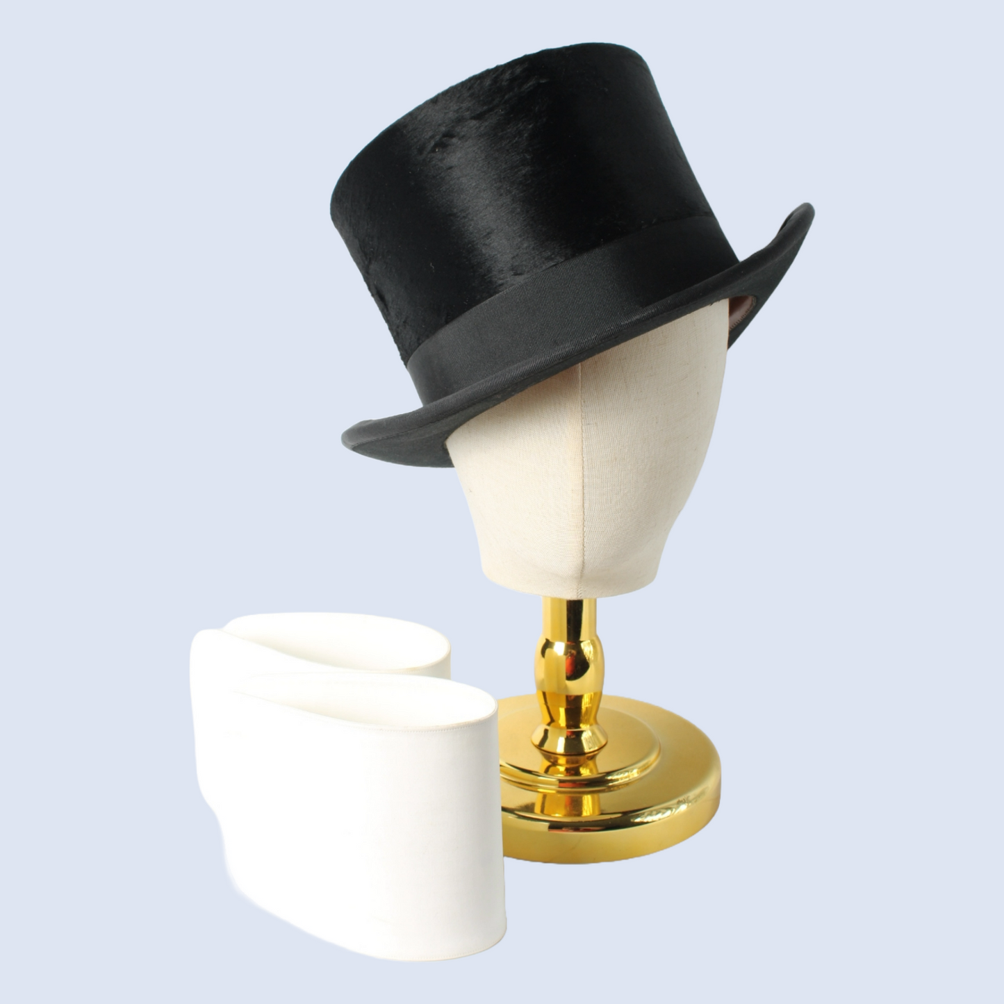 Antique Moleskin Top Hat with Original Storage Case & Detachable Cuffs