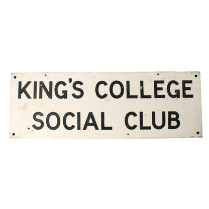 Vintage Wooden Sign King’s College Social Club | Original British School Sign