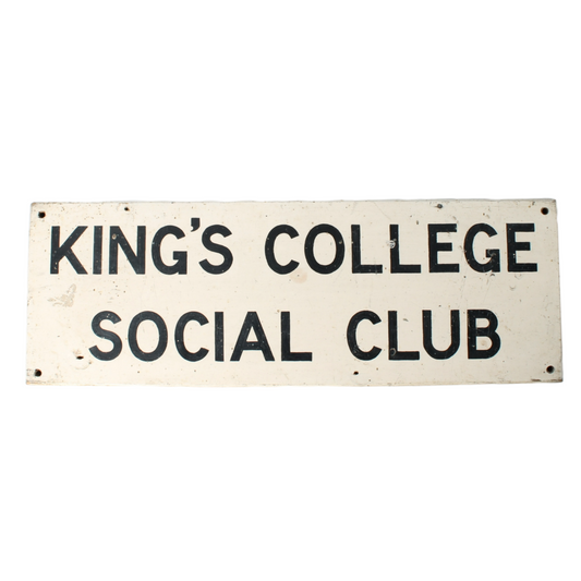 Vintage Wooden Sign King’s College Social Club | Original British School Sign