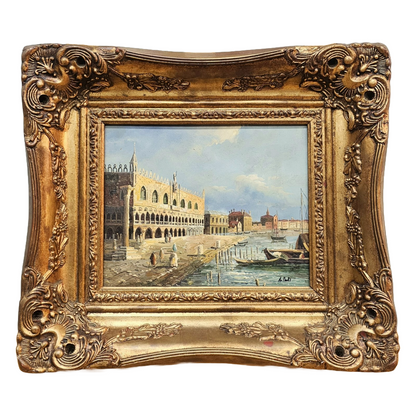 Original 20th-Century Oil Painting “View of Venice” by A. Ponti