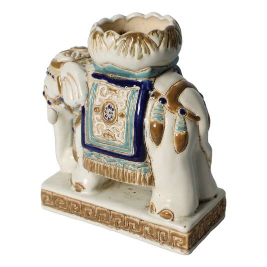 Vintage Hollywood Regency Ceramic Elephant Figurine 16.5cm - Decorative