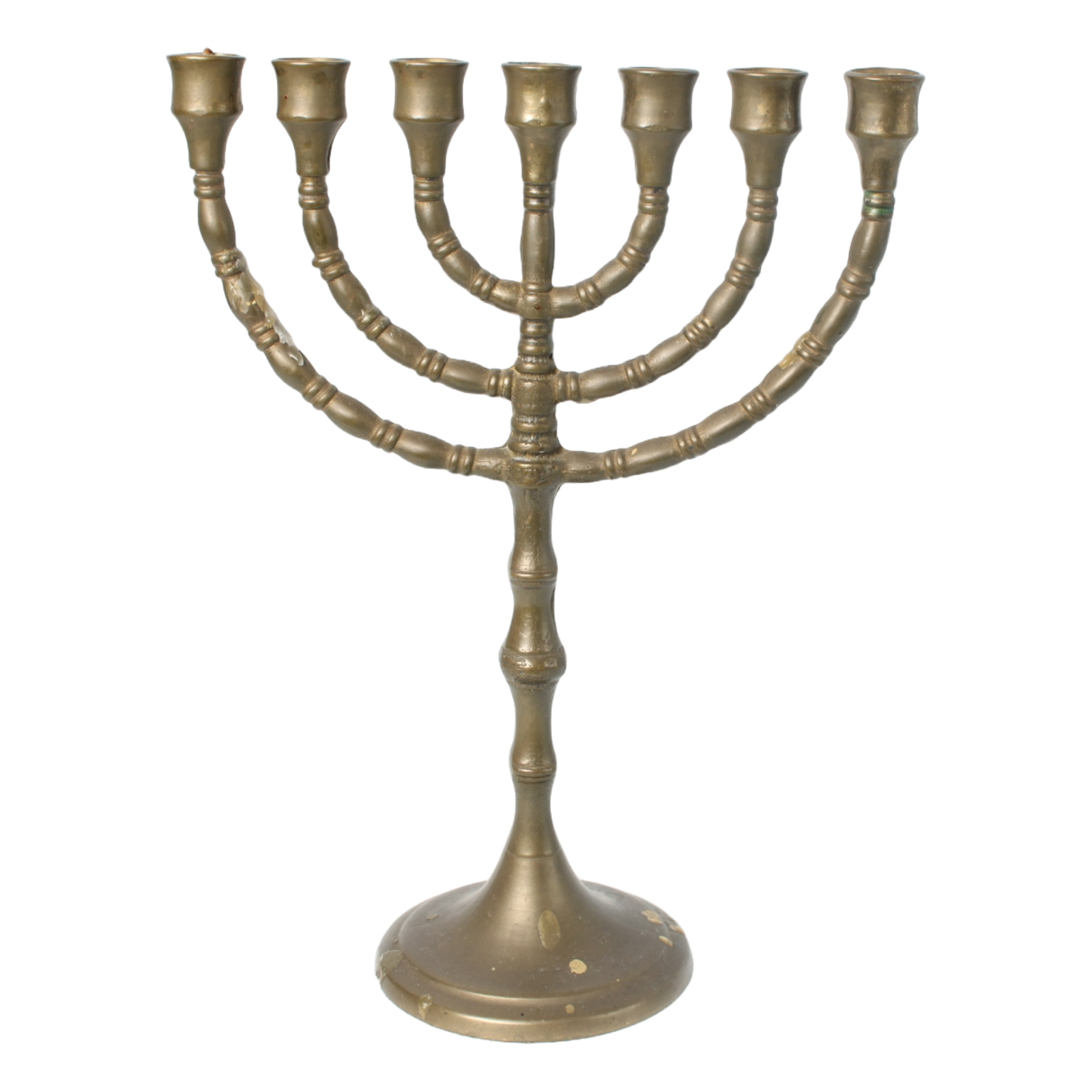Vintage Brass 7-Arm Menorah from Israel, Judaica Candlestick, Jerusalem