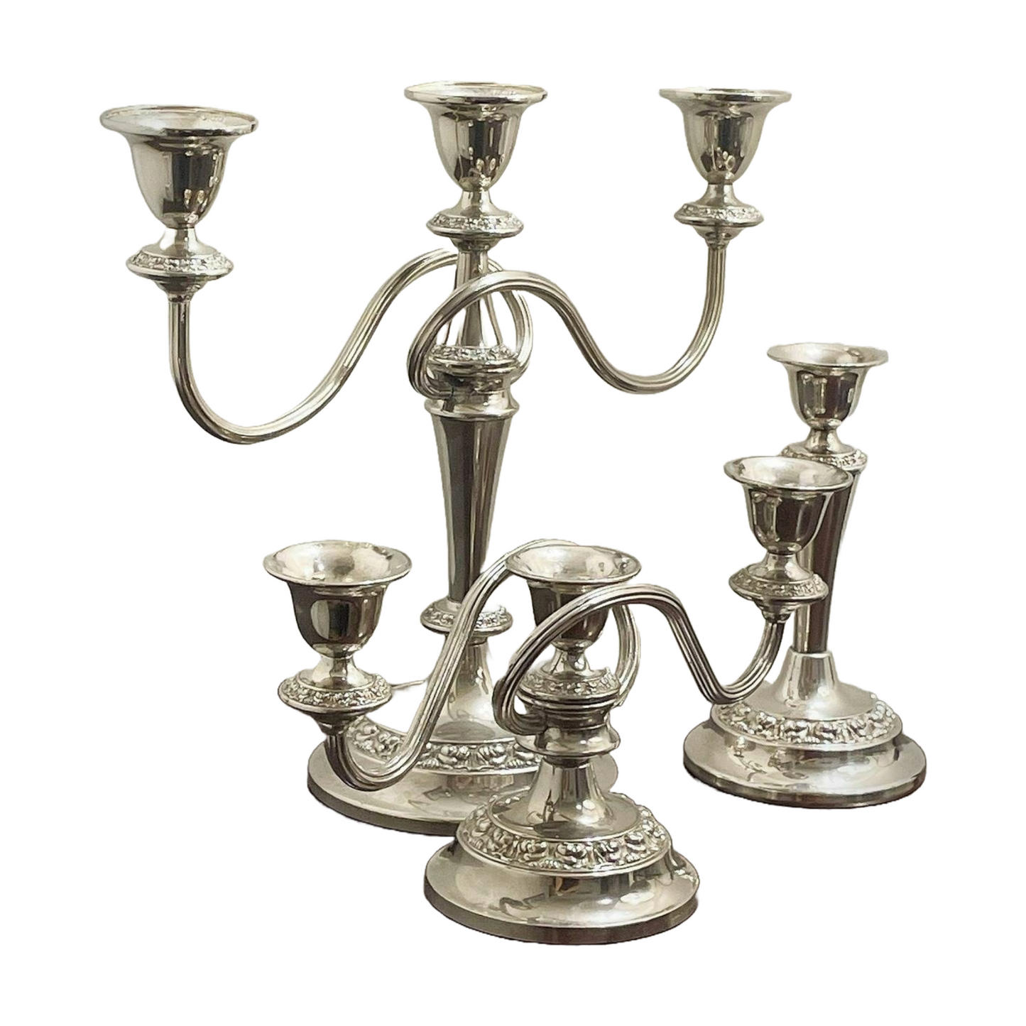 Elegant Vintage Silver Plated Candle Holders - Lanthe of England - 1950s