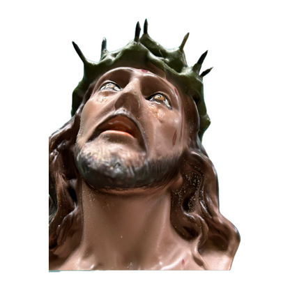 Vintage "Ecce Homo" Plaster Bust of Jesus with Crown of Thorns, Authentic