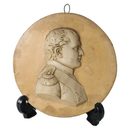 Antique Pipe Clay Medallion of Napoleon Bonaparte, 19th Century French Relief