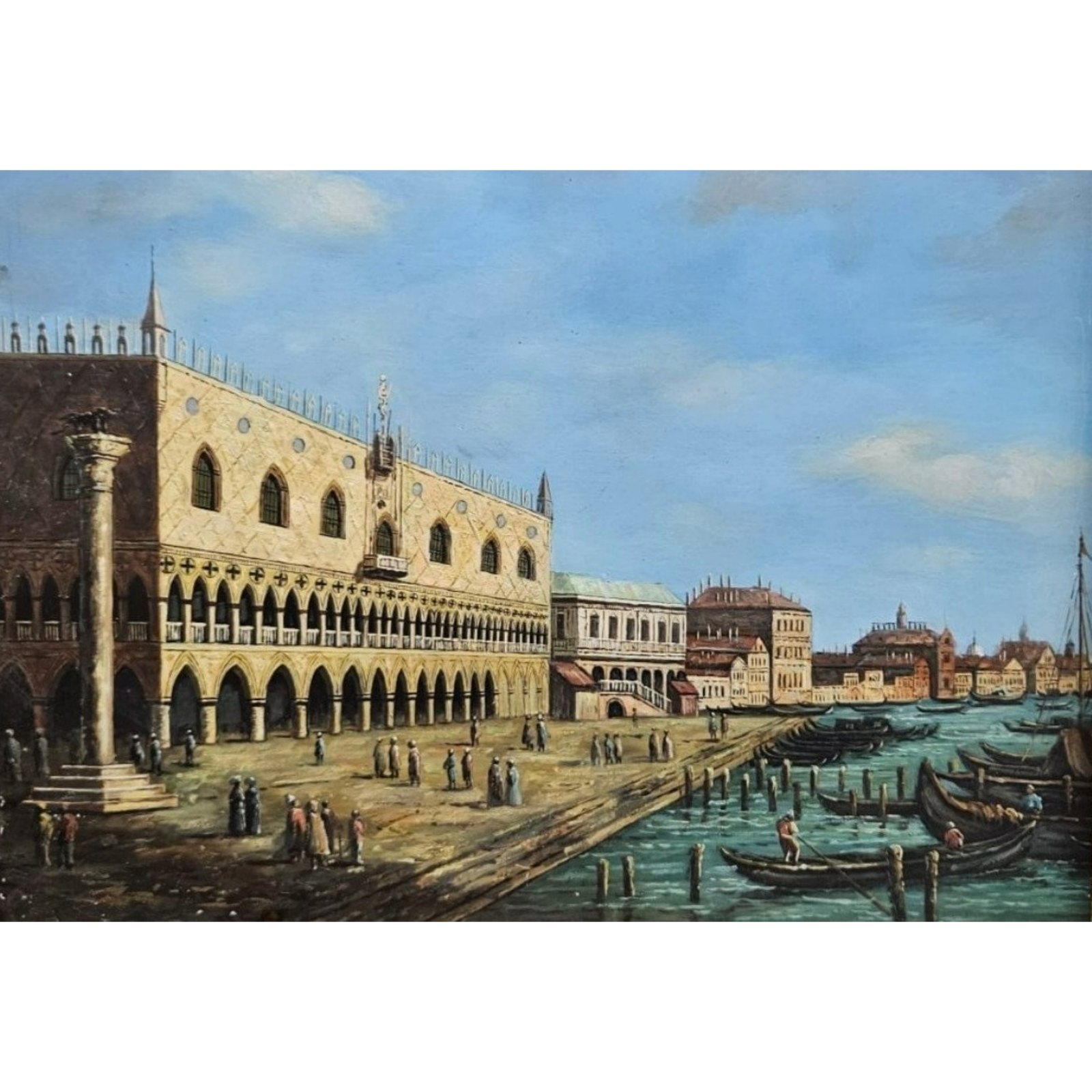 Hand-Painted Oil on Panel Painting of Venice Canal Grande by Aldo Marini, 1960s,
