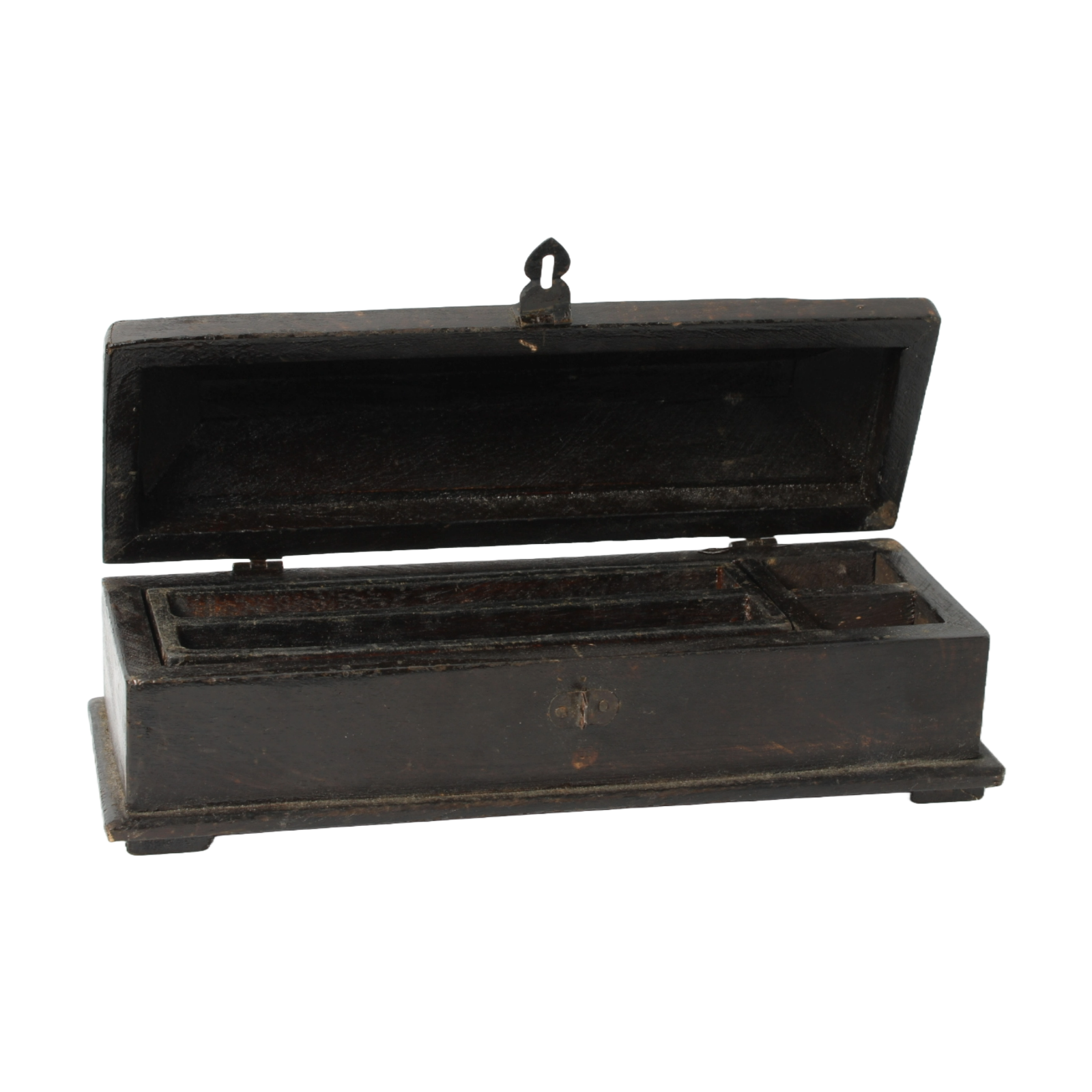 Antique Writing Box for Two Pens - Classic Wooden Pen Holder