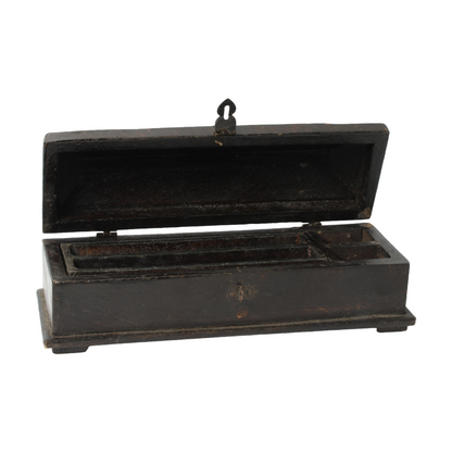 Antique Writing Box for Two Pens - Classic Wooden Pen Holder
