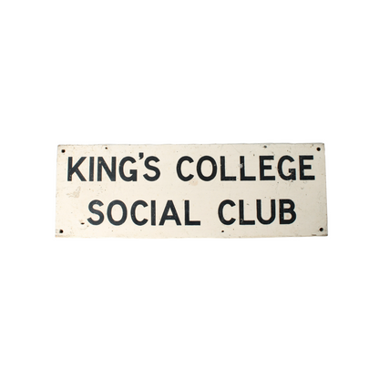 Vintage Wooden Sign King’s College Social Club | Original British School Sign