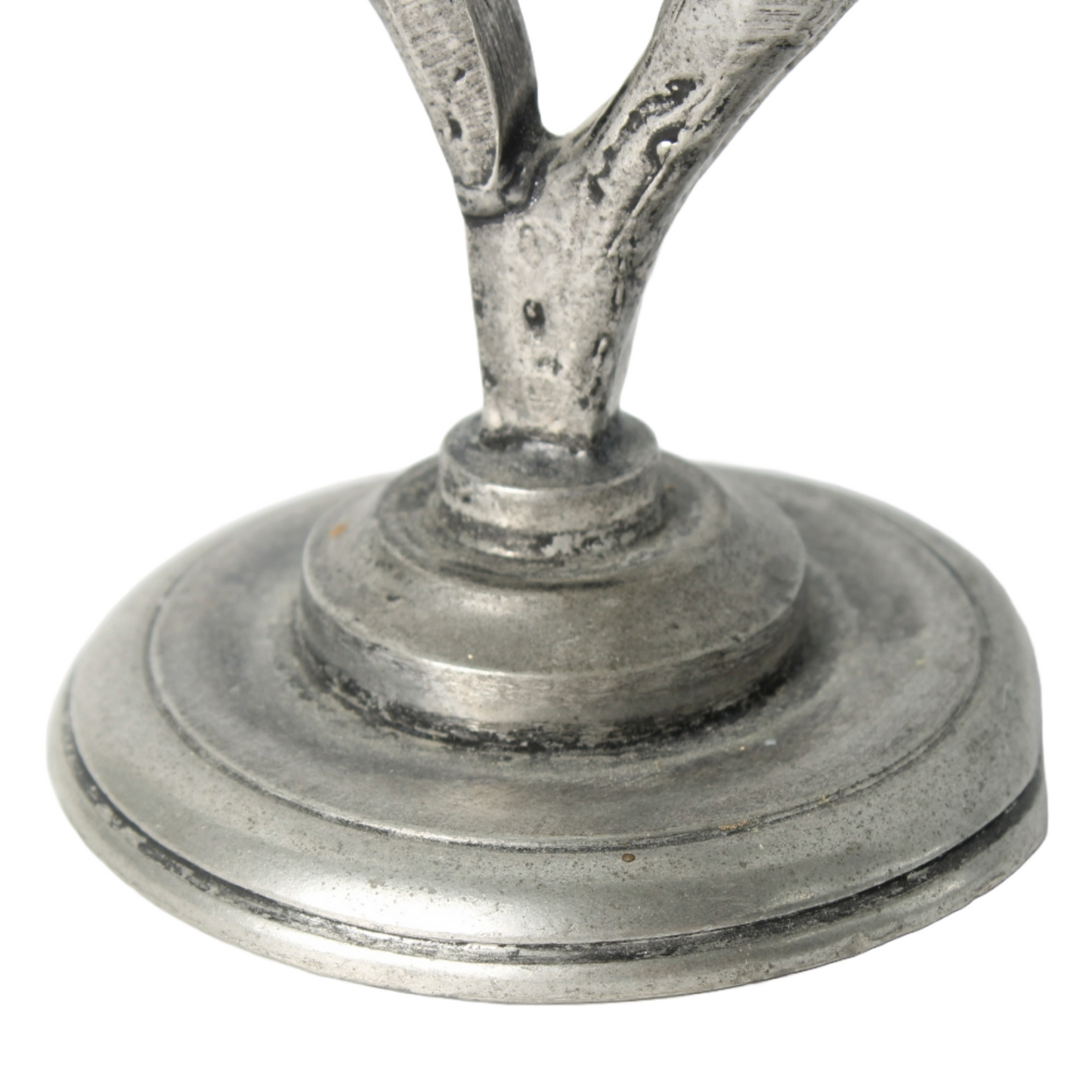 Abstract Pewter Sculpture – Stylized Two-Figure Artwork, Circular Design