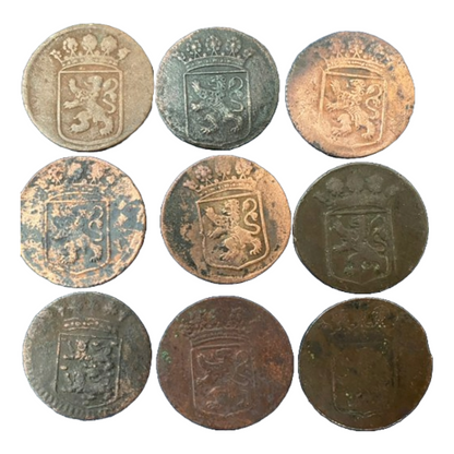 Set of 9 VOC Duiten - Historical Treasures from the Golden Age!