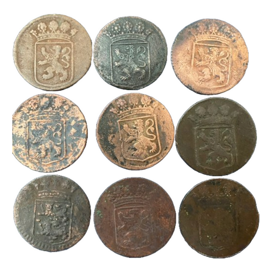 Set of 9 VOC Duiten - Historical Treasures from the Golden Age!