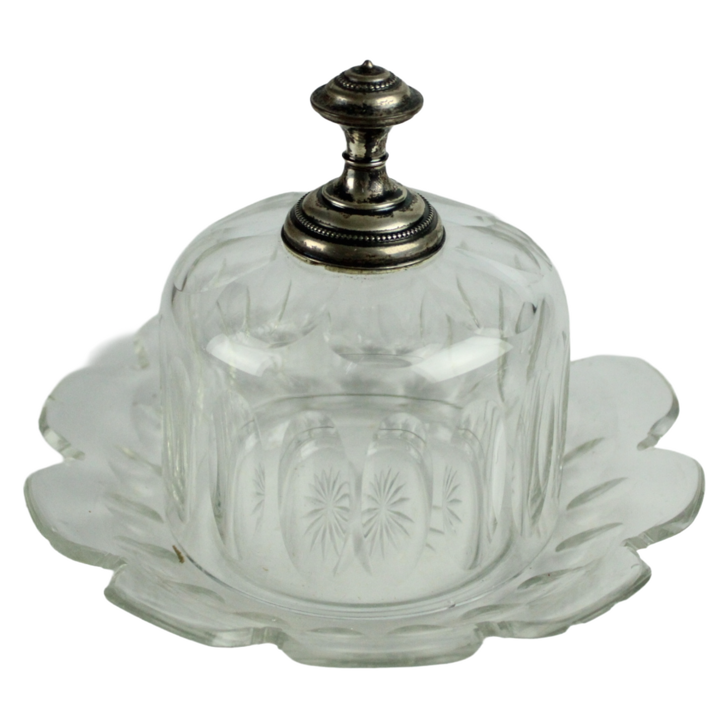 Set of 3 Pressed Glass Butter Dishes with Lids – European Vintage (ca. 1920–1950)