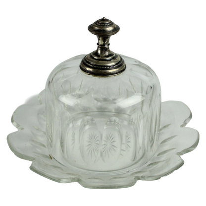 Set of 3 Pressed Glass Butter Dishes with Lids – European Vintage (ca. 1920–1950)