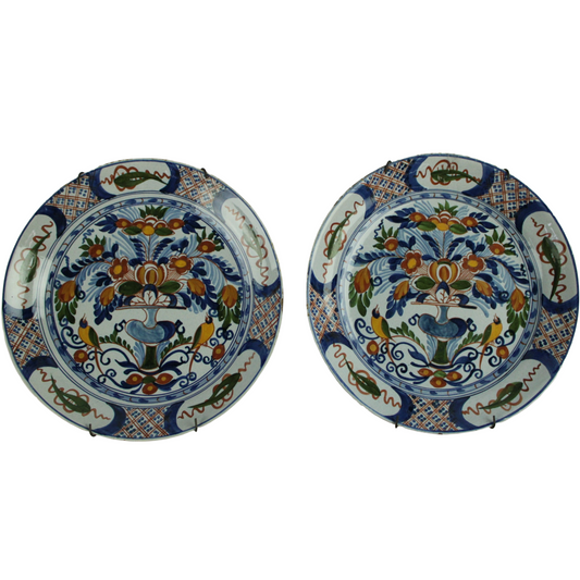 Set of 2 Hand-Painted Decorative Plates – Dutch Imari Style (ca. 1920–1960)