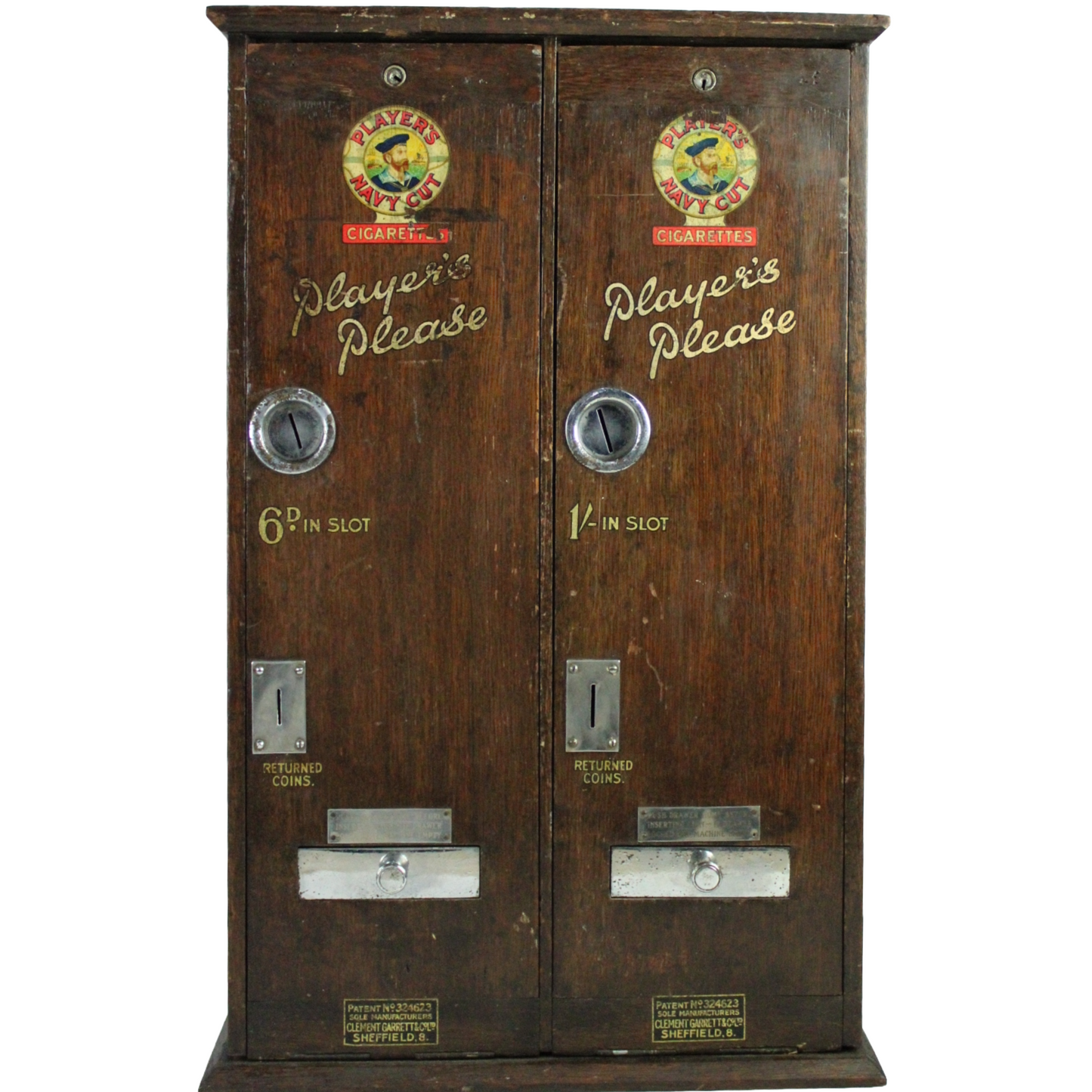 Antique Wall-Mounted Cigarette Vending Machine – Player’s Navy Cut (Double Model) (ca. 1920–1940)