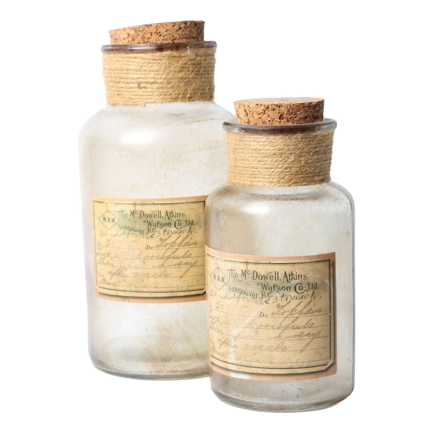 Set of 2 Canadian Apothecary Bottles – The McDowell, Atkins & Watson Co. Ltd. (circa 1900–1925)