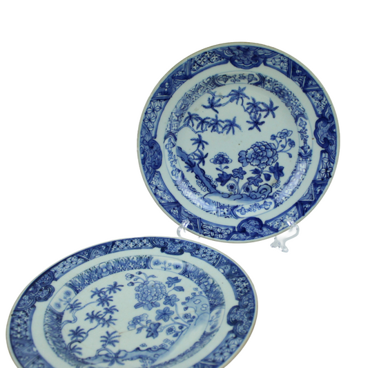 Set of 2 Chinese Blue & White Porcelain Plates – Qing Dynasty (ca. 1850–1900)