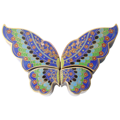 Chinese Cloisonné Butterfly Dish / Box – Four-Piece Set (ca. 1950–1980)