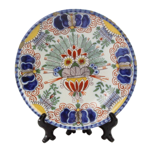Antique Makkum Tichelaar Polychrome “Peacock” Wall Plate, 19th Century
