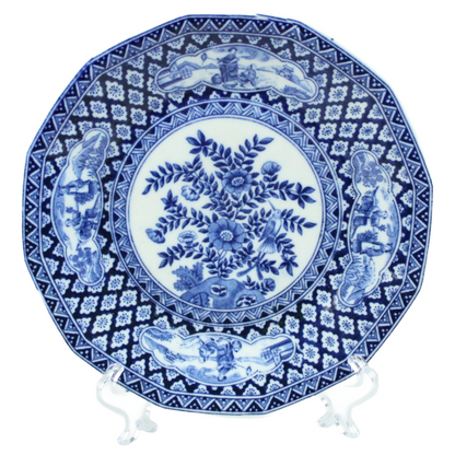 Antique Blue & White Porcelain Plate – European Chinoiserie (ca. 1880–1920)