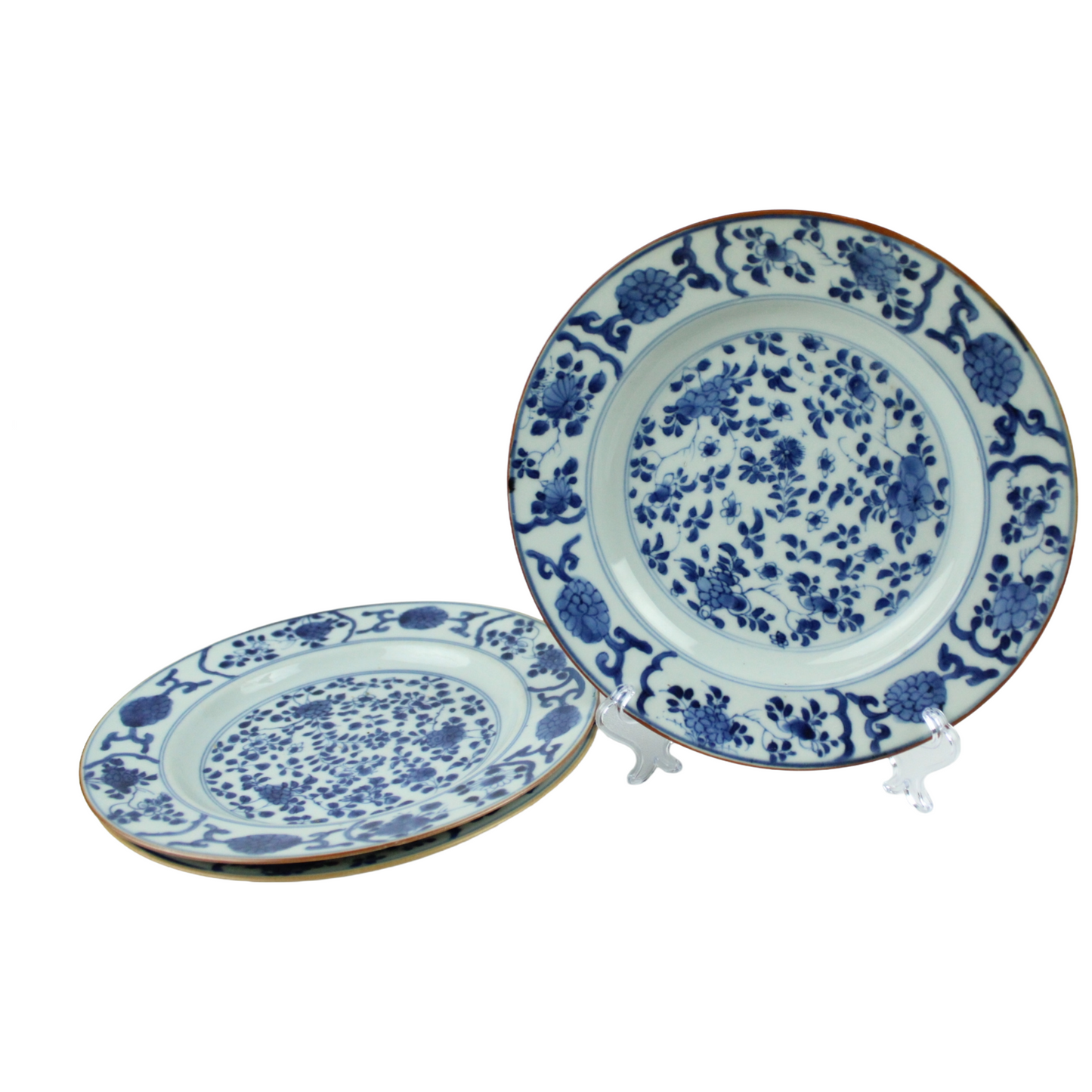 Set of 2 Chinese Blue & White Porcelain Plates – Export Ware (ca. 1880–1920)