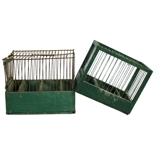 Antique Wooden Bird Cage / Transport Crate – Rustic Farm Object (ca. 1900–1950)