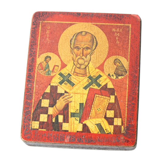 Byzantine Icon of Saint Nicholas – Decorative Reproduction (circa 1970–1990)