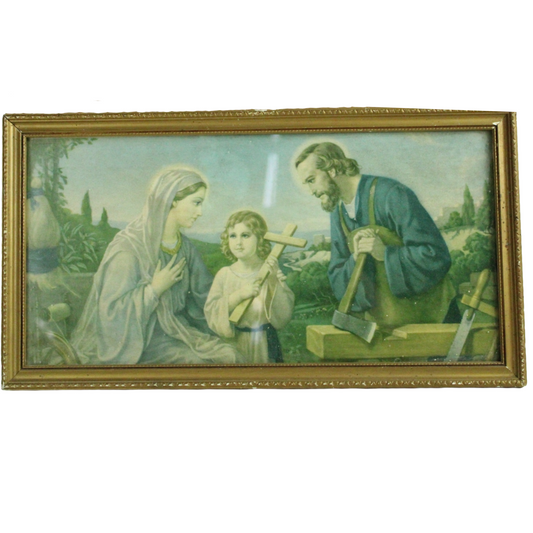 Vintage Holy Family Wall Print – Catholic Devotional Art (c. 1920–1955)