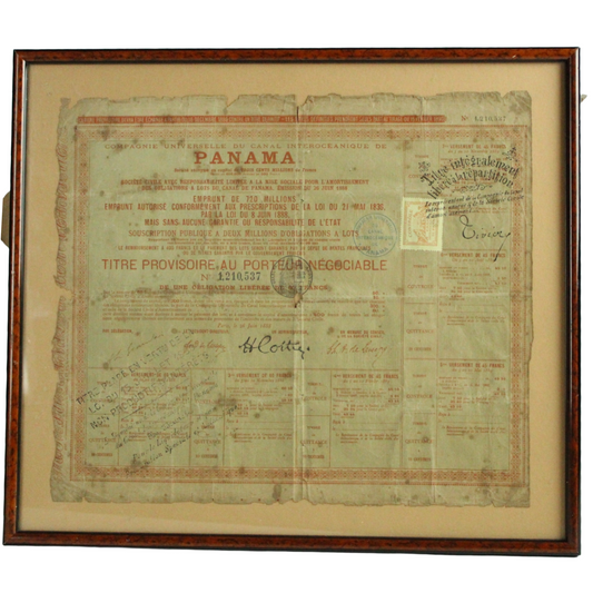 1888 French Panama Canal Bond – Compagnie Universelle du Canal Interocéanique de Panama