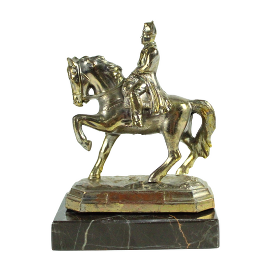 Vintage Brass Equestrian Figurine on Marble Base (ca. 1950–1975)