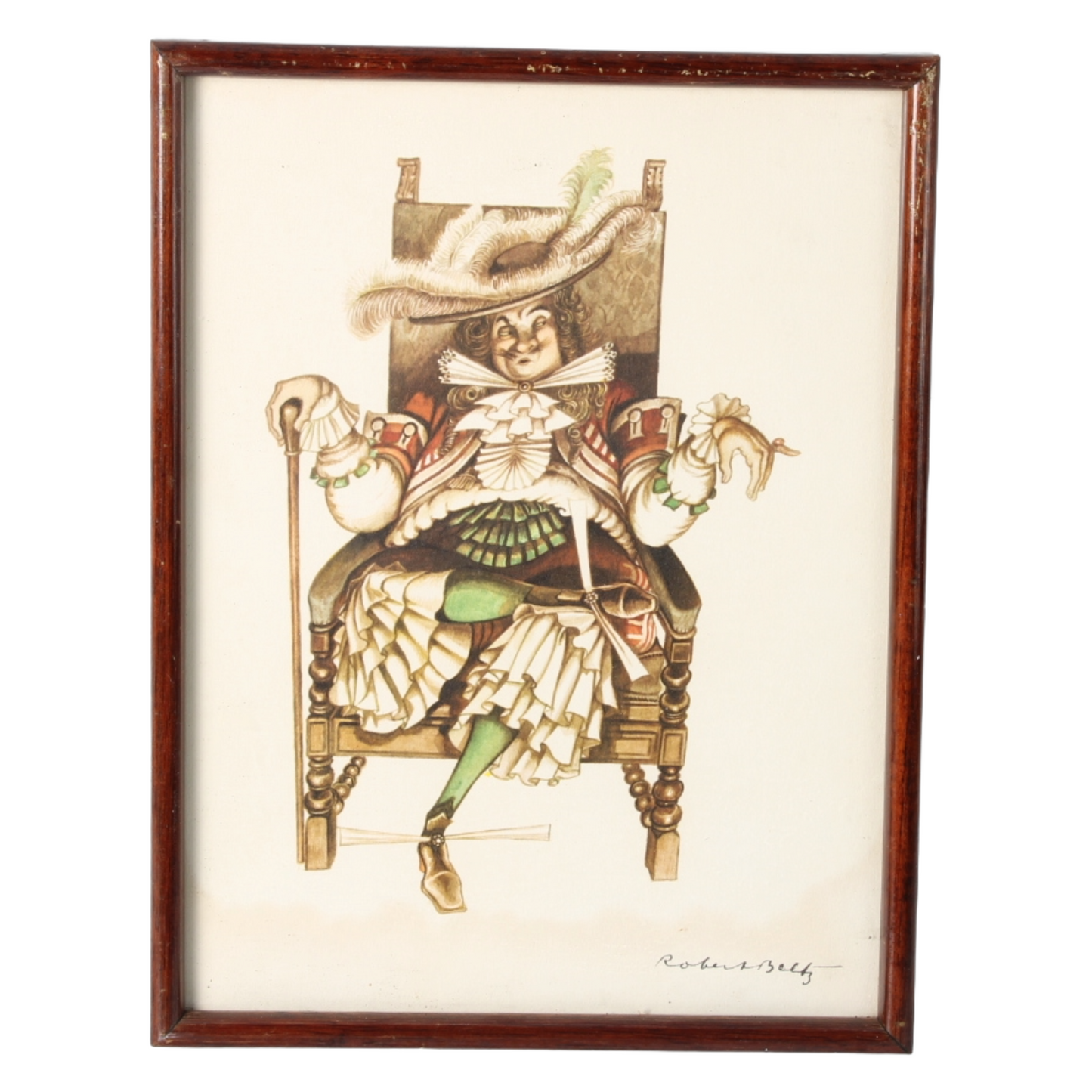 Framed Historical Color Print – Signed “Robert Stolz” (Mid-20th Century)