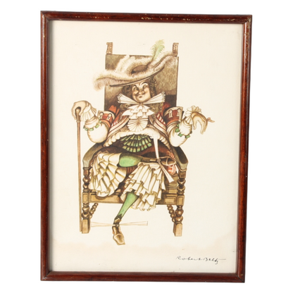 Framed Historical Color Print – Signed “Robert Stolz” (Mid-20th Century)