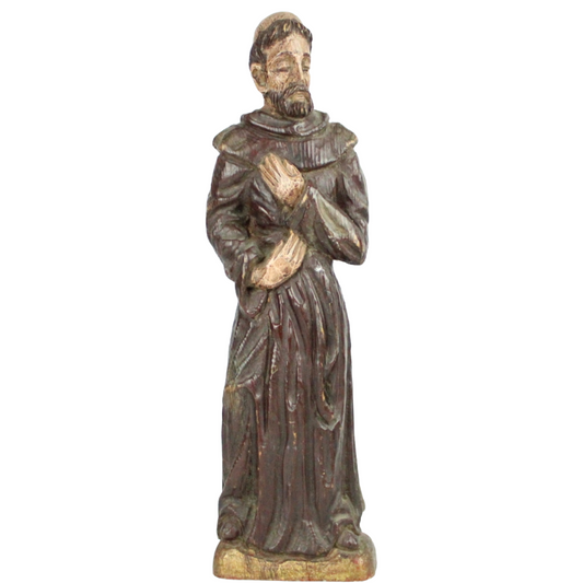 Carved Wooden Statue of a Franciscan Saint – Early to Mid 20th Century (c. 1920–1950)